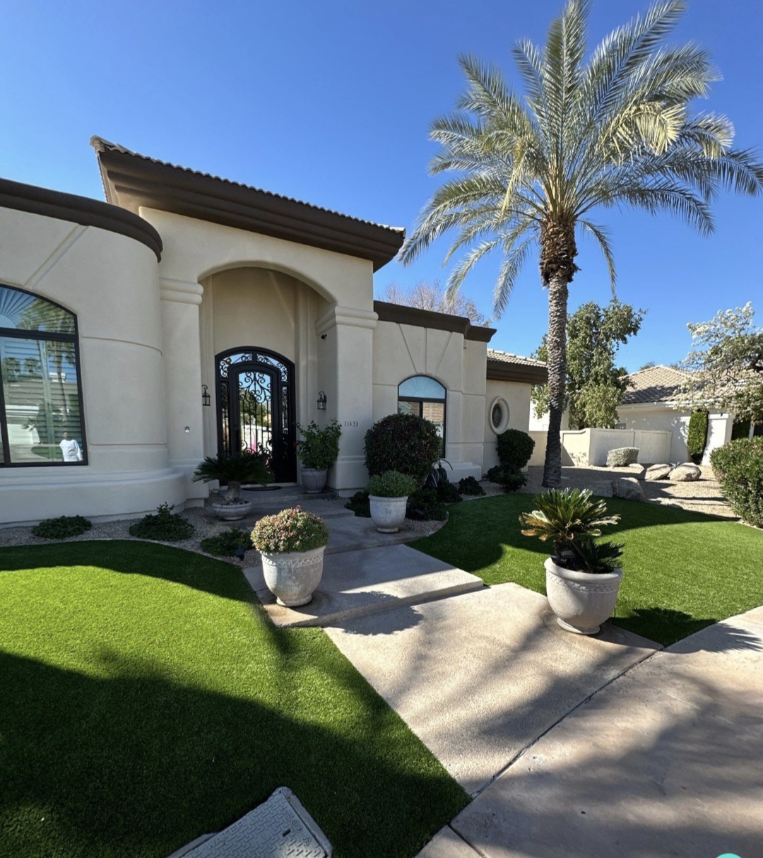 Luxury home entry with fresh exterior finish
